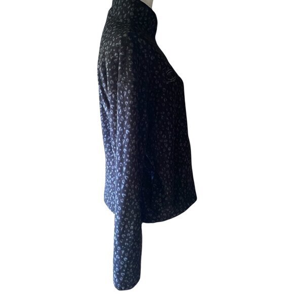 Bebe Sport Full Zip Fleece Logo cheetah print jacket M black gray pockets toggle - Picture 2 of 11